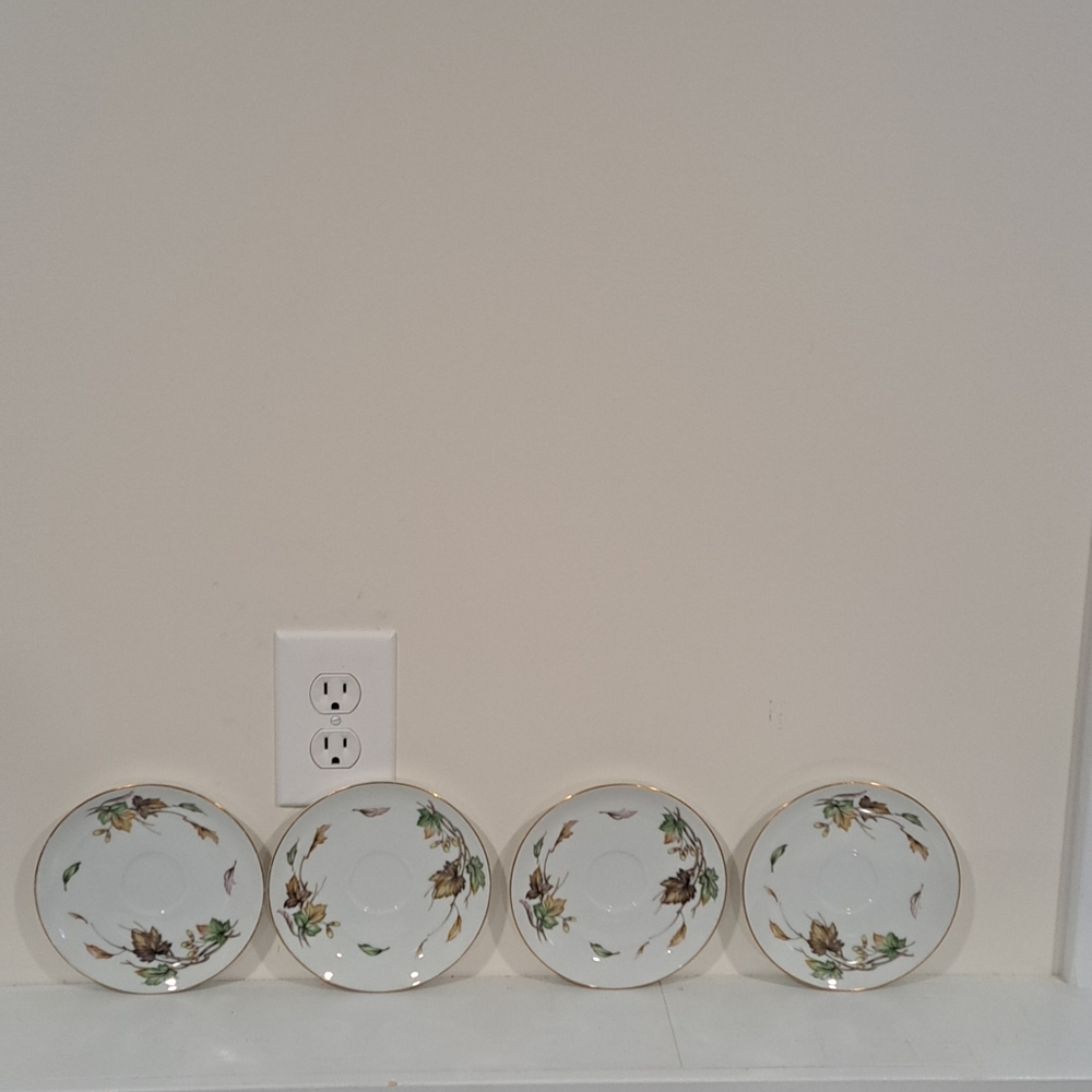 Set Of 4, Vintage 60s Wentworth China Autumn Leaves Saucers.